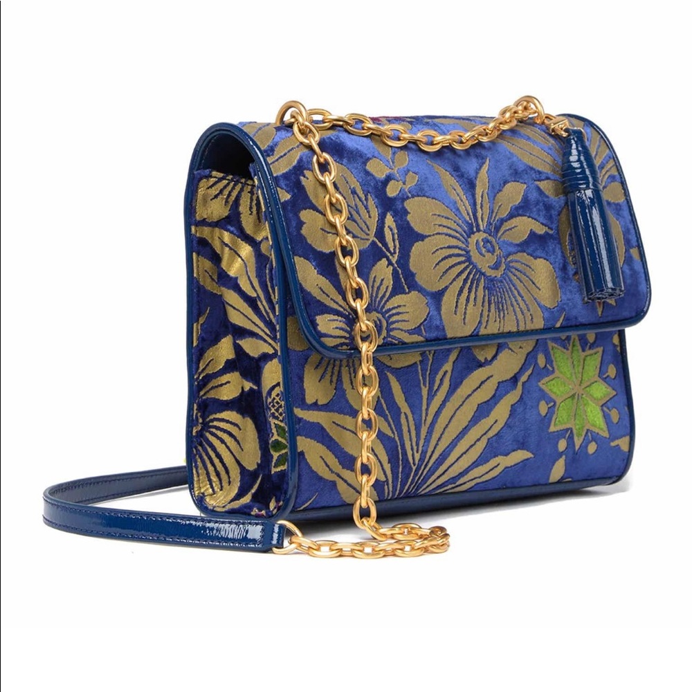 Tory Burch Fleming Shoulder Cosmic Floral Velvet